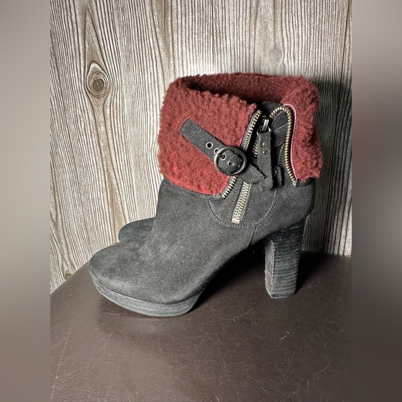 Ugg Shearling Heeled Booties Sz 8.5 - Picture 2 of 12